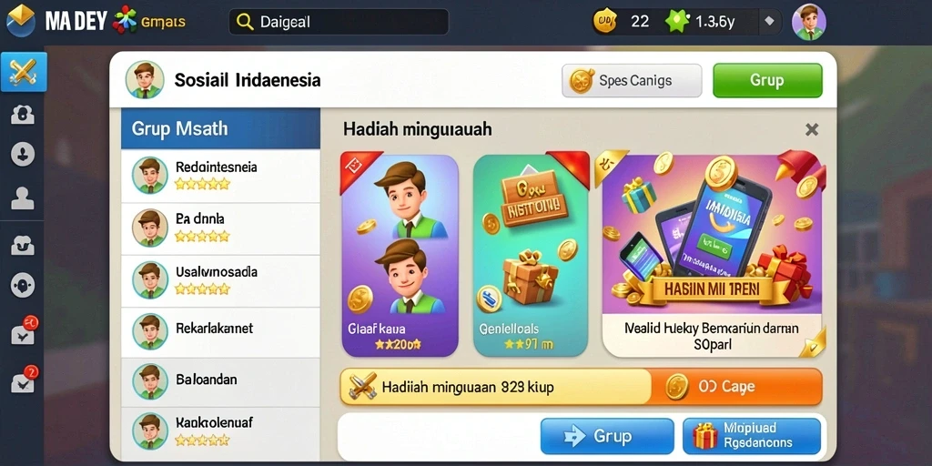 Fitur sosial yang memungkinkan interaksi dengan teman.